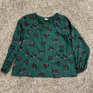 Sonoma Goods for Life Tasseled Green Blouse - Women's Size L - 1979
